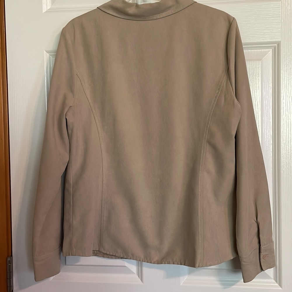 SONOMA Faux Suede Button Down Blouse, Women’s L, Tan - Picture 2 of 7